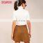 New customized wholesale promotional reversible tan suede magic wrap mini skirt