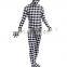Full Body Lycra Spandex Zentai Costume Black White Check Catsuit Grid Size S M L XXL