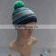 Hot sale fashion knit stripe winter bobble hat