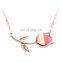New Wholesale Tulips Shape Red Crystal Rhinestone Rose Gold Pendant Chain Necklace For Grils
