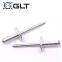 ALUMINUM MULTI GRIP OPEN END LARGE FLANGE HEAD BLIND POP RIVETS
