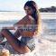 Women's Bikinis with Breast Pads Gathered Checked Printed Swimsuits