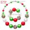 Christmas Girl necklace + headband 2pcs Set Candy Color Kids bubble beads Necklace Set Gift