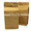 Custom bio degradable packaging flat bottom kraft paper coffee packaging with tear off zipper and valve