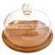 Cake Stand with Dome Serving Platter Tray Round Cake Stand bamboo