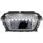Automotive plastic honeycomb grille for Audi A3 2014-2016 Chrome black silver auto front bumper for Audi RS3 grille no logo
