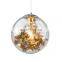 Clear Round Ball Pendant Lamp Bubble Glass Ball Chandelier With Gold Silver Flower LED Ceiling Hanging Lamp