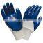 Heavy Duty Blue Nitrile 3/4 Dipped Safety Cuff Work Gloves