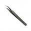 Single fine stainless steel black anti-static clip with texture ESD-17 tweezers for eyelash grafting