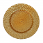 Round Embossed Wedding Gold Colored Feather Glass Charger Plate