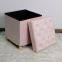 Foldable storage velvet ottoman-Pink