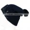 Navy blue merino wool embellished tiara winter beanie hat