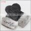 2016 leather mittens gloves sheepskin with grey rabbit fur for women