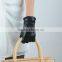 Black Ladies' Sheepskin Leather Gloves With Adjustable Cuff
