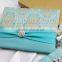 Silk Wedding Invitation card with brooch and ribbon