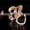 Gold plated zinc alloy white pearl rhinestine four leaf clover lucky scarf clip brooch