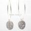 2015 trendy delicate hoop earrings, oval mineral druzy earrings, natural stone earrings