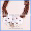 Wholesale Handmade 3 Multi-strands Nugget Sand Stone Glidstone Chips Gemstone And Shell Pearl Flower Choker Necklaces GN-DQ059