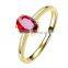 18K gold inlaid natural ruby ring female color gem girl