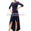 Woman new fashion design long prom dress europe style, 3/4 lace sleeve and high-low hemline see-through free prom dresses                        
                                                Quality Choice