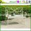 Discounted New Vintage Design Wrought Iron White Folding Bench For Park Patio J24M TS05 X11B PL08-10288