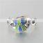 New Designer Adjustable Enamel Fish Shape Silver Ring With Rhinestone