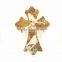Religious wooden MDF resin bird and leaf print tableware hanging unique wall crosses
