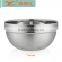 Stainless steel kitchenware salad bowl with plastic lid and silicon bottom