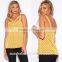 trendy woman yellow chevron print cut out party bulk tank top