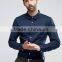 High Quality Custom Long Sleeve Spread Collar Mens Lightweight 100% Cotton Casual Navy Solid Slim Shirts
