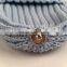 Myfur Wholesale Raccoon Fur Pom Pom Adult Couple Knitting Beanie in Sky Blue