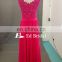 Real Picture V Neckline Sleeveless Corset Hot Pink Chiffon Long Bridesmaid Dresses For Wedding