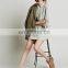 Three quarter sleeve fray hem lastest design dress made of cotton, mini denim dress design