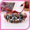 European fashion multilayer beaded eye leather adjustable bracelet