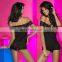 Beautyslove sexy hot open sleepwear black lace red bowknot Halter nightwear Sexy Babydoll