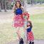 Striped Mother daughter dresses Mommy and me clothes Off shoulder Ruffles Floral Pineapple Print Mini Dress matching outfits