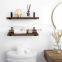 Top 1 Rustic Wood Floating Shelves Wall Mounted Set of 2 Decorative Wall Storage Shelves with Lip Brackets For Bedroom Bathroom