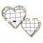 heart shape design natural wicker iron metal wire fruit storage basket set