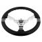 Volantes deportivos 350mm real wood steering wheel , Classic Vintage Black chrome steering wheel wood with horn button