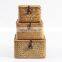 HBK handmade straw rectangular water hyacinth seagrass hanging woven nested organizer basket with lids and straps