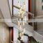 Custom spiral stairwell warm white light LED natural alabaster chandelier hotel stairwell linear decorative pendant light