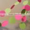 Best selling!!green and pink circle round paper garland for home party decorations