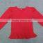Cheap girls blank ruffle sleeve t shirt kids plain red t-shirt wholesale