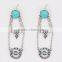 Antique silver turquoise green dangle style collection earring