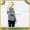 Plain ladies fashion designs grey and black cotton long sleeve elongated t shirt