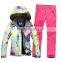 Custom colorfull crane ski suit for girl 2016