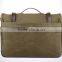 Custom olive waxed canvas mens laptop messenger with leather trim
