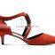 Orange color Lady's genuine leather shoes white and red low heel customized handmade