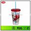 Hot sales 16 oz hard plastic insulated cup with straw