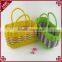 Colorful plastic woven hand basket fruit vegetable used mini shopping baskets